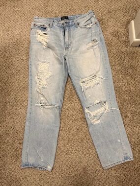 Abercrombie & Fitch Light Wash High Rise Distressed Jeans